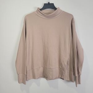 NEW Haven Well Within Mock-neck Sweatshirt Womens Large Tan Relaxed Fit Lounge